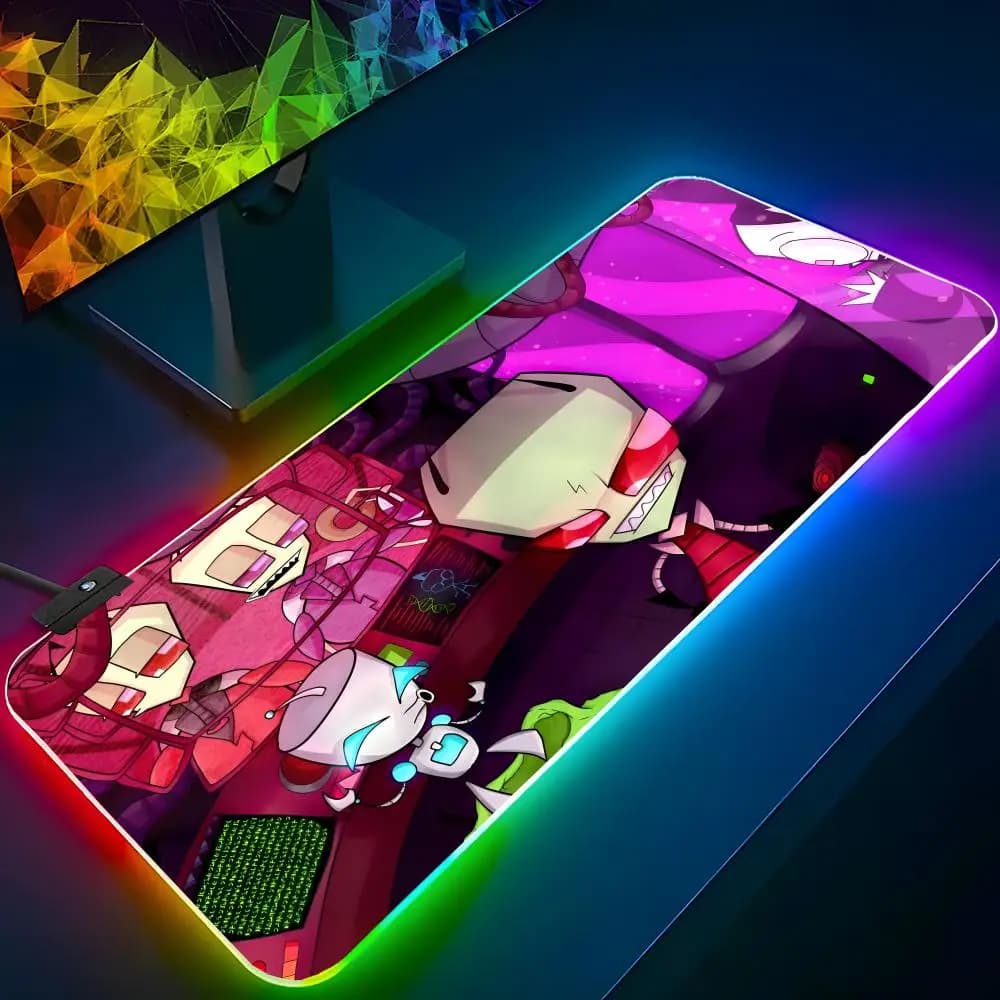 I-Invader Z-Zim Mouse Pad RGB Backlit Mouse Pad Laptop Mouse Pad Laptop Gamer Computer Desk Gaming Accessories