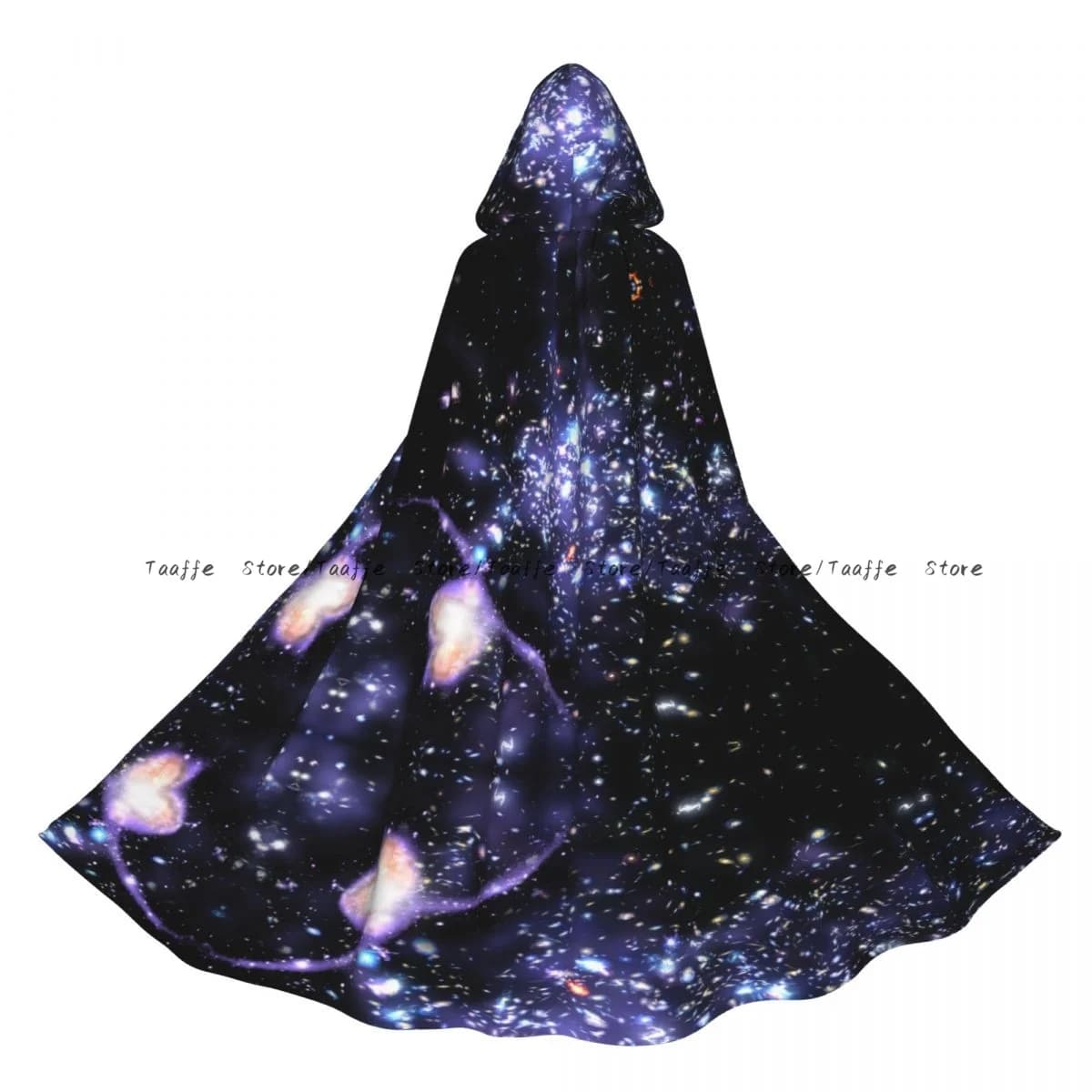 Adult Geometric Nebula Night Cloak Cape Hooded Medieval Costume Witch Wicca Vampire Halloween Costume Dress Coat