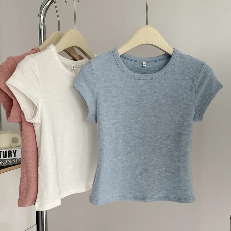 Korean Style Slim Fit Short Sleeve T-Shirt Women's Summer New Style Shoulder Length Half Sleeve Base Shirt Inner Wear Top