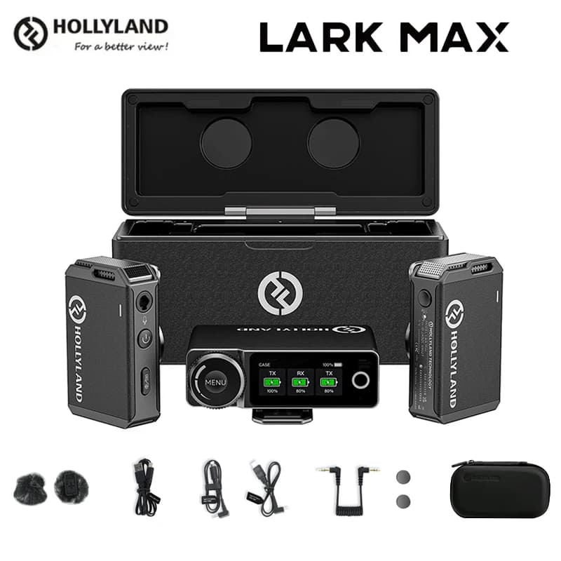 Hollyland Lark Max microfono Lavalier Wireless professionale gamma 250m durata della batteria di 22 ore per microfono Wireless fotografico