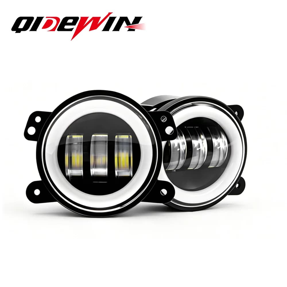Faro LED per auto da 4 pollici, 30W, con anello luminoso bianco DRL Angel Eyes, per Jeep Wrangler JK Dodge, per fuoristrada