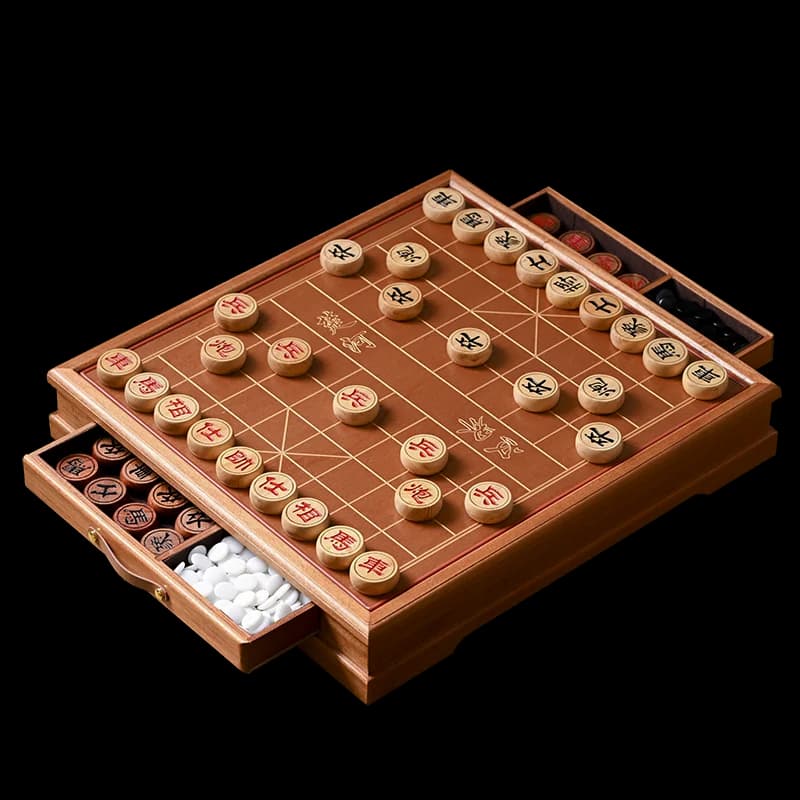 Scacchi cinesi Go a doppio uso scacchiera bifacciale due in uno scacchi in legno massello di mogano backgammon regalo per la casa dei bambini