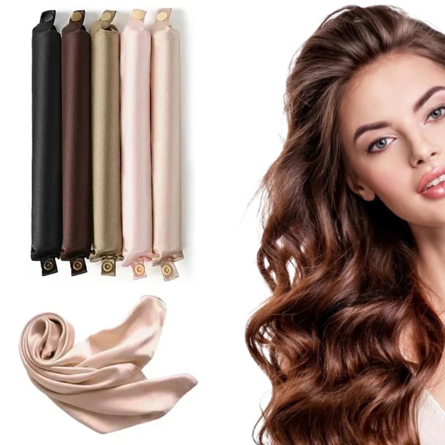 Fascia arricciacapelli senza calore, rullo per capelli senza calore, bigodini morbidi per ricci notturni, con foulard, strumenti per lo styling femminile