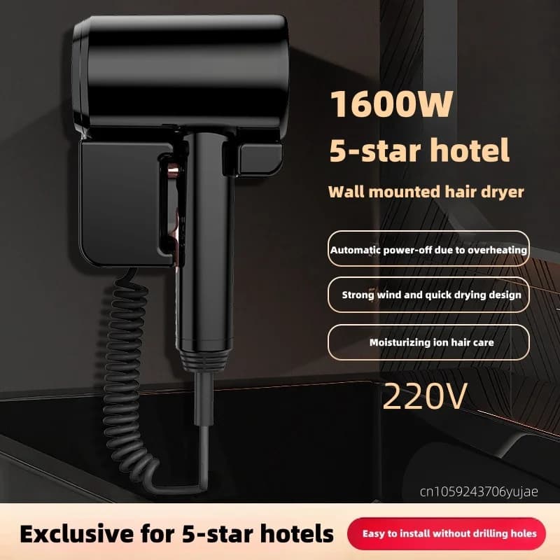 Nuovo Asciugacapelli da Parete 2026 con Alta Potenza e Asciugatura Rapida Integrata, Installazione Senza Foratura, per Bagno Hotel 220V