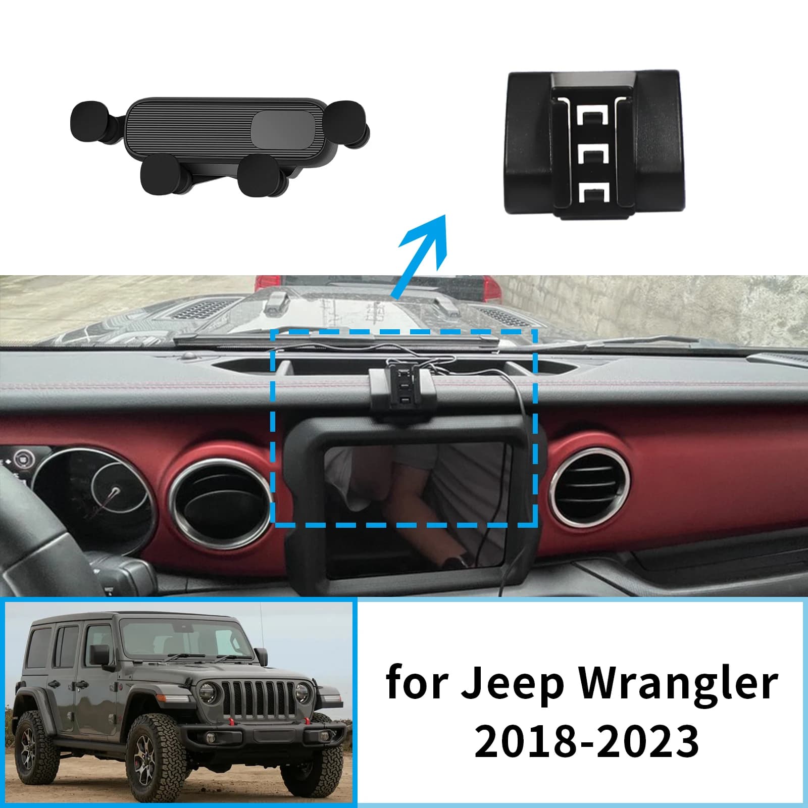 Supporto per telefono cellulare per auto per Jeep Wrangler 2018~2023 Staffa GPS Supporto di navigazione Accessori auto