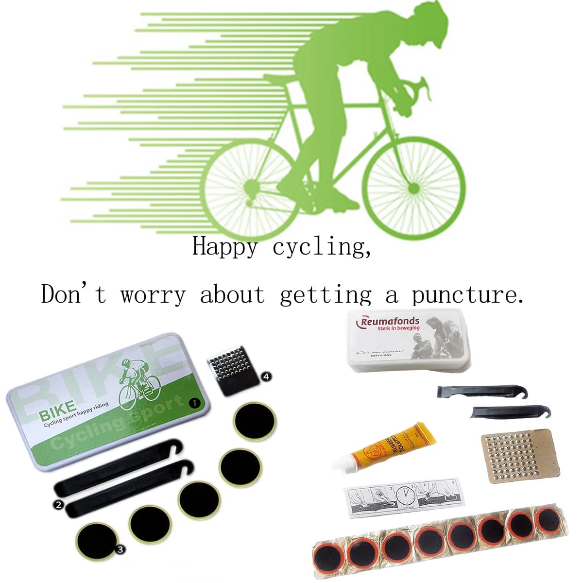 Set di strumenti per kit di riparazione pneumatici piatti per biciclette 48 pezzi Strumenti di riparazione fetale in gomma portatili Strumenti di riparazione patch per puntura della camera d'aria della bici