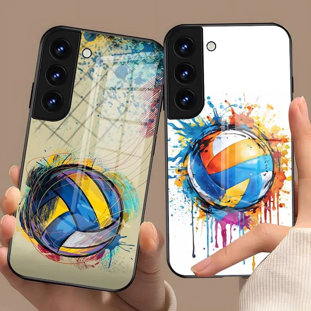 Volleyball Painted Phone Case For Samsung A27 A57 A37 A17 A56 A36 A26 A16 A25 A35 A55 A34 A24 A54 Glass Case