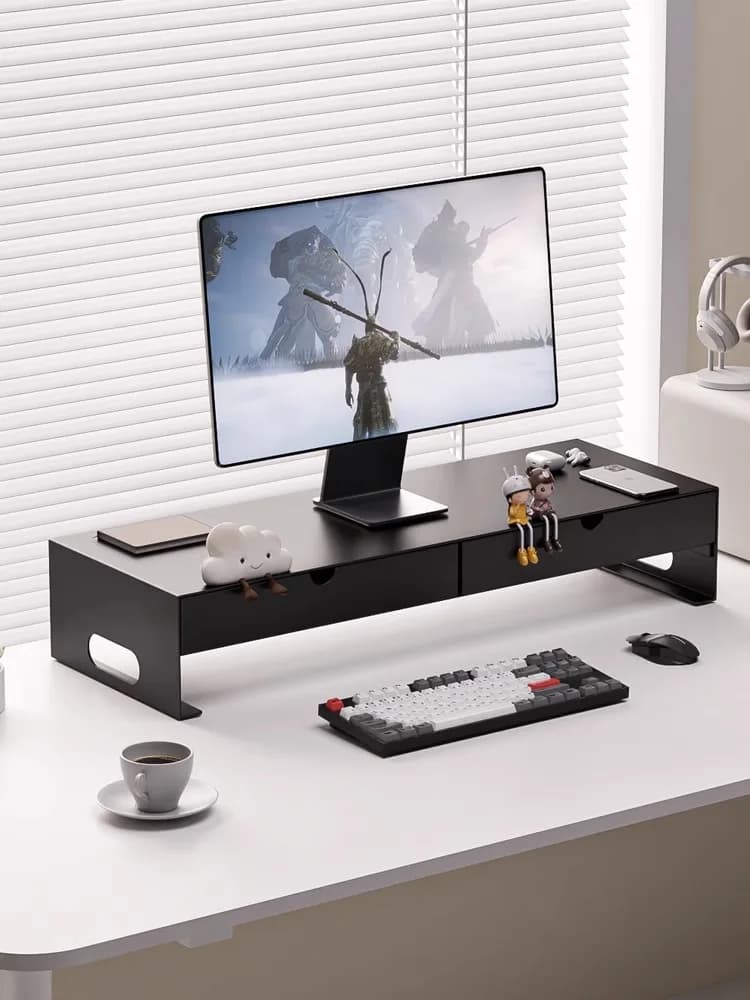 Modern Simple Cuter Monitor Stand Metal Base Office Workstation Desktop Storage Ra with Der Display Heightening elf