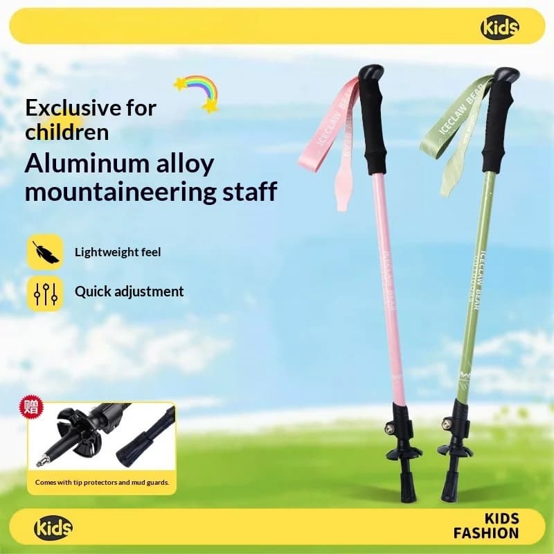 Telescopic Trekking Sticks for Children, Lighting in Aluminium, Foldable and Adjustable, Open Excursions