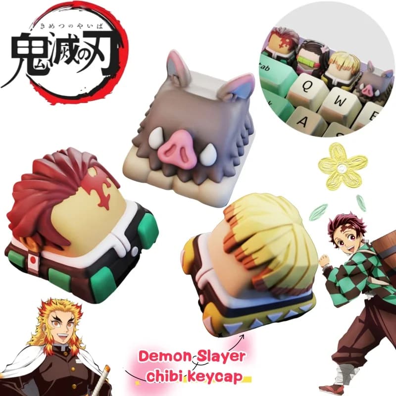Demon Slayer Tanjiro Kamado Hashibira Inosuke Q version of creative accessory cover for high-end 3D transversal axis keypads