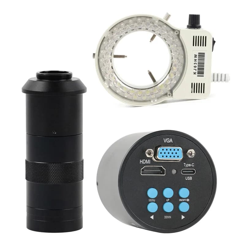 1080P 60FPS HDMI VGA USB Type-C Microscope Camera with C-Mount lens for Digital Image Acquisition and Repair, Multilingual