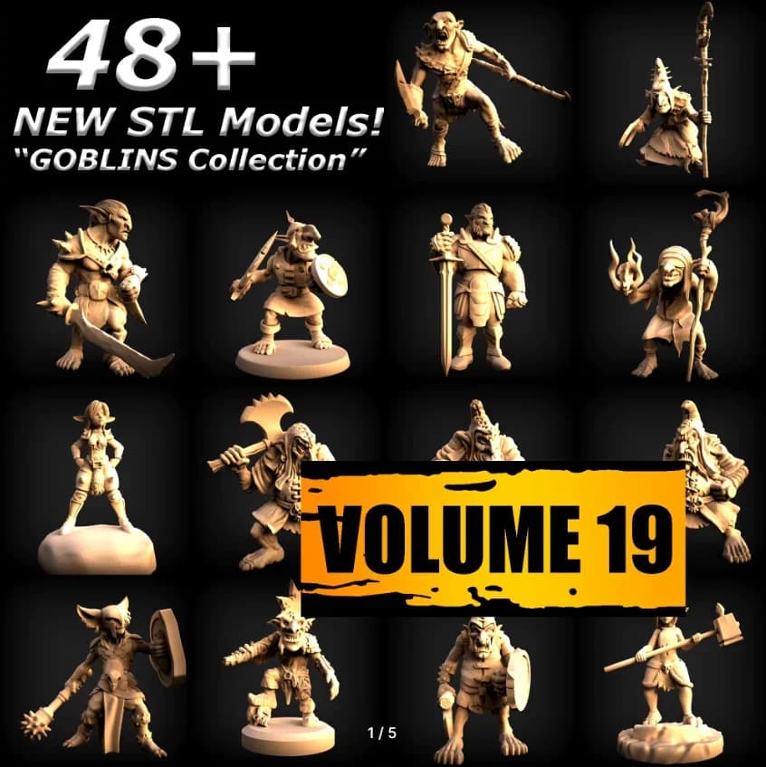 48+ modelli 3D Goblin STL File Collection per router CNC e stampanti 3D