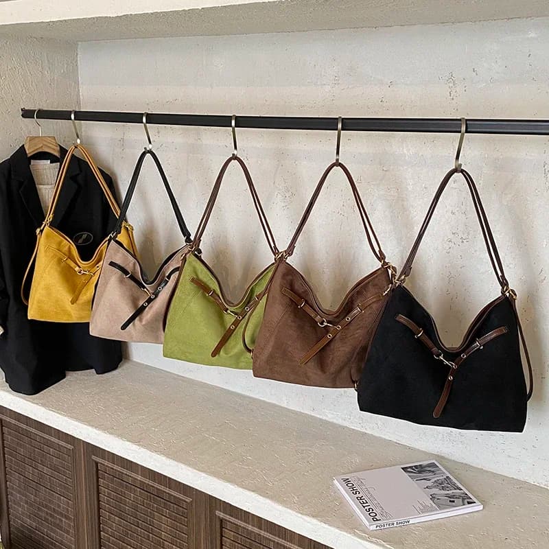 Autumn New Solid Stylish Design Faux Suede & PU Shoulder Bags 2026 High Quality Large Capacity Unique Design Backpacks for Women