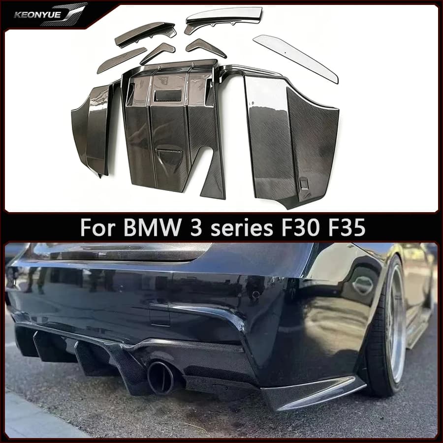 For BMW 3 series F30 F35 320 330 Carbon Fiber Back lip Car Rear Bumper Diffuser Rear Splitters Spoiler shunt GEEX style body kit