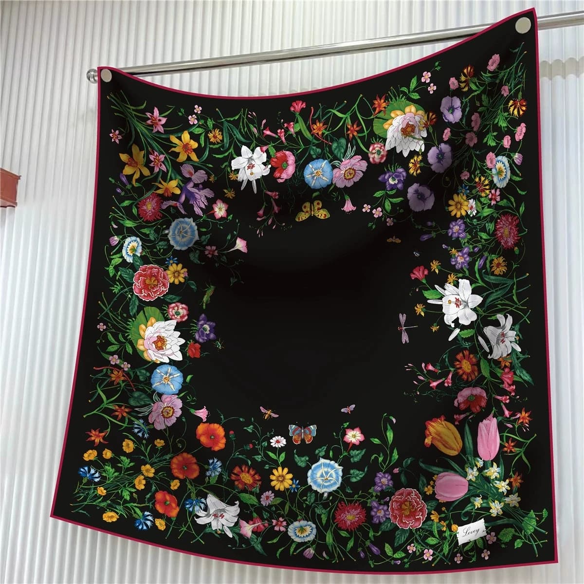 Foulard in Seta Twill da 90 cm, Sciarpa Floreale Quadrata da Donna, Protezione Solare, Hijab, Bandana