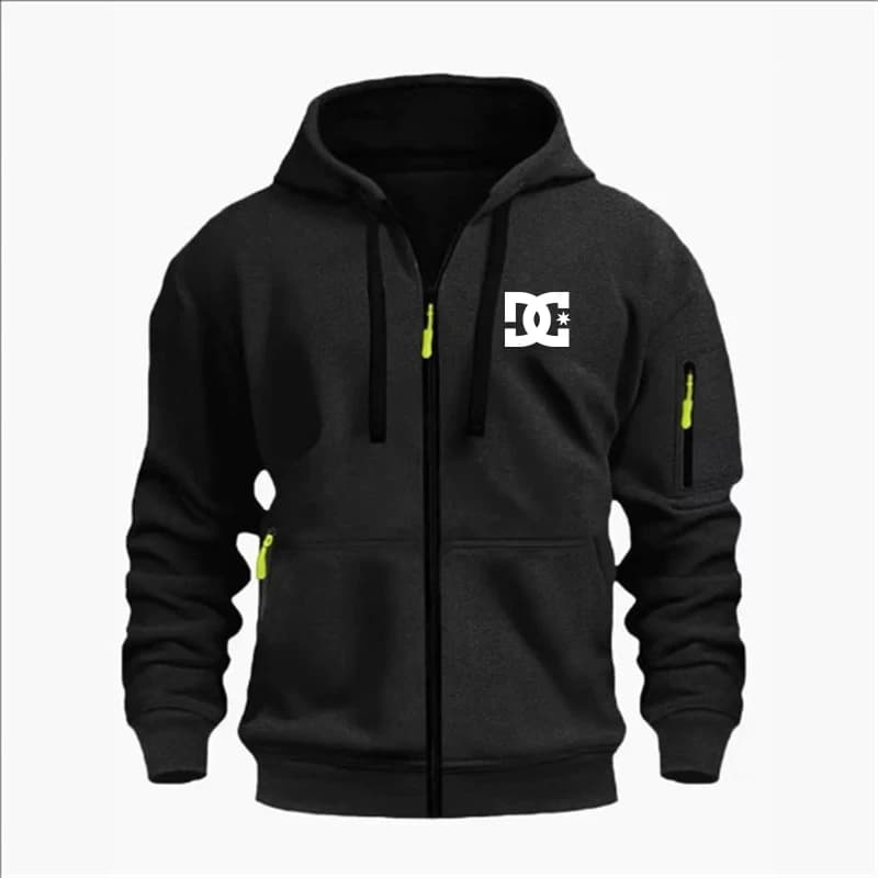 Men's casual sports sweatshirt spring and autumn fashion pocket on the arm pull string with hood loose blouse long sleeves loose pullover