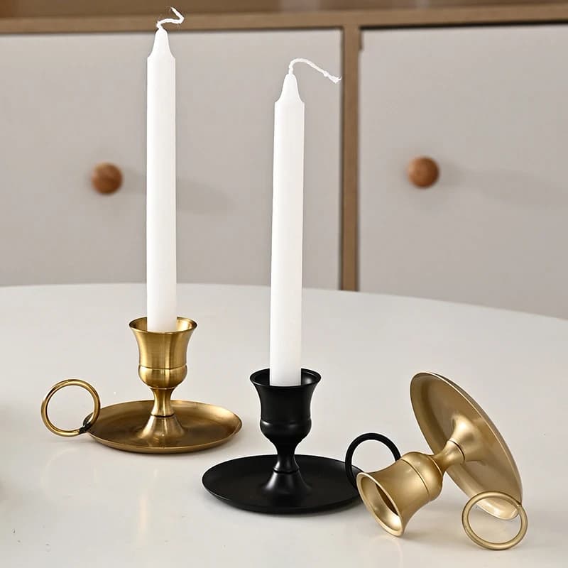 Portacandele in metallo, portacandele da tavolo, ornamento, portacandele con manico, centrotavola, tavolo da pranzo, decorazione festiva per matrimoni.