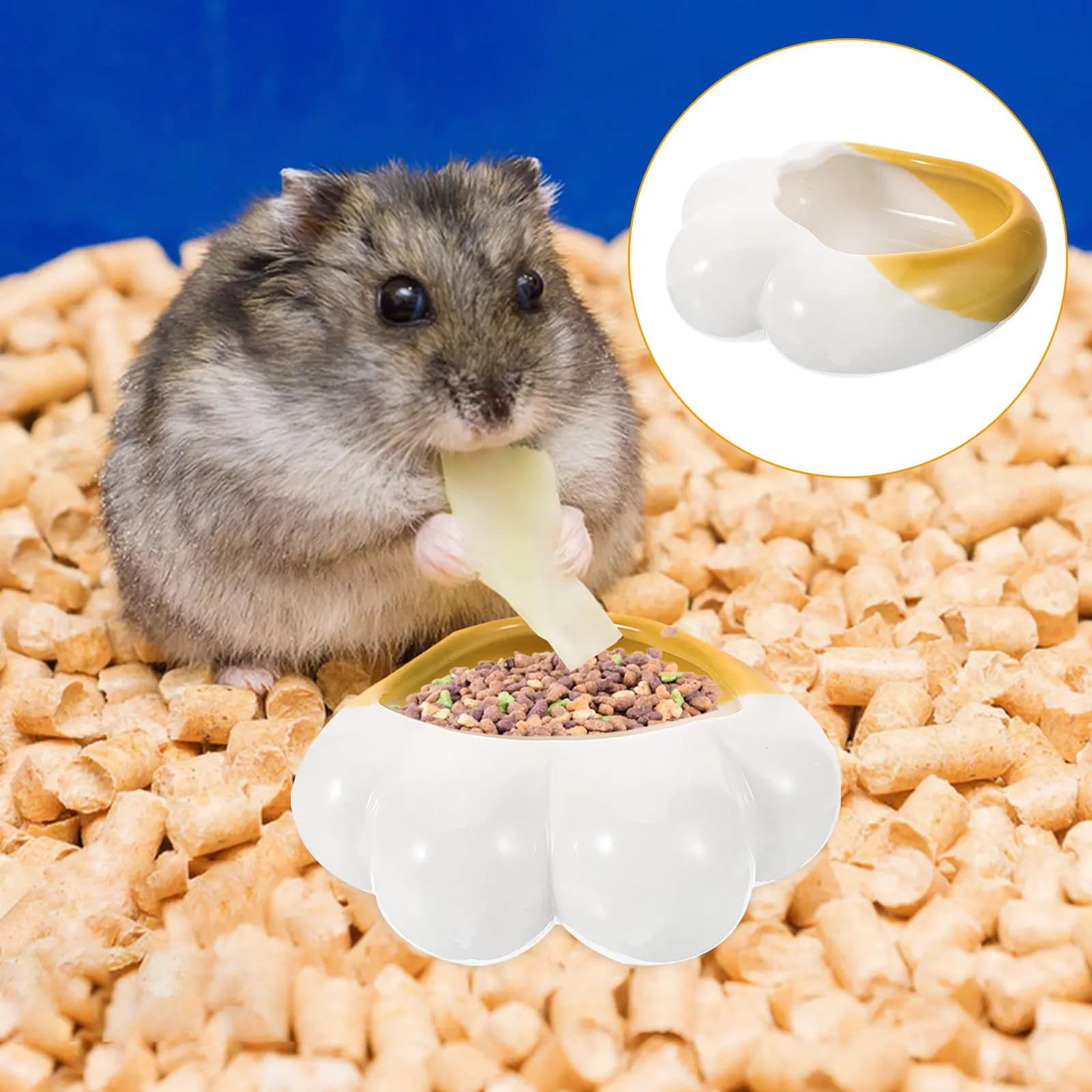 Ceramic Hamster Food Bowl Small Animal Feeding Dish for Rabbits Rats Chinchillas Guinea Pigs Cute Cartoon Shaped Pet Food Water
