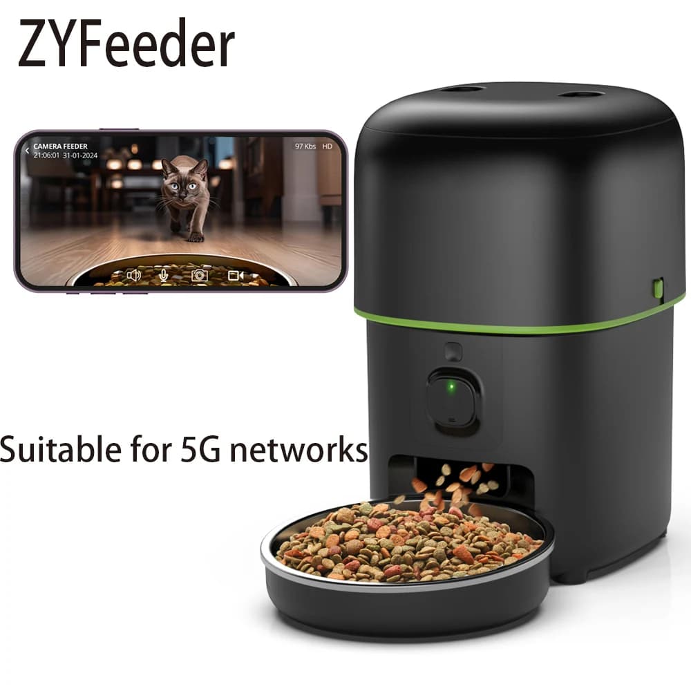2L 5G Fotocamera Alimentatore per animali domestici Dispenser automatico di cibo intelligente per gatti Auto Cibo lento per cani WIFI Video quantitativo temporizzato Ciotole per alimentazione alimentare