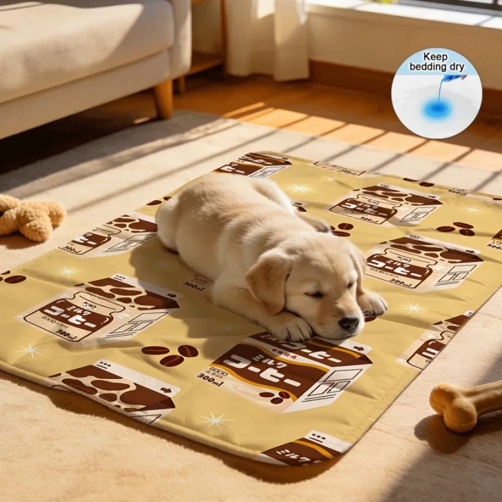 Cute milk carton coffee bean sparkle Reusable Dog Training Pads Non-Toxic Materials for Pet Safety