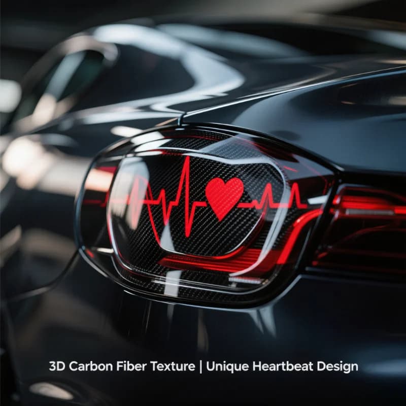 2 Pezzi Adesivo 3D in Fibra di Carbonio a Forma di Cuore per Luce Freno, Decalcomania Creativa a Cuore Rosso per Fanale Posteriore, per Styling Esterno Auto