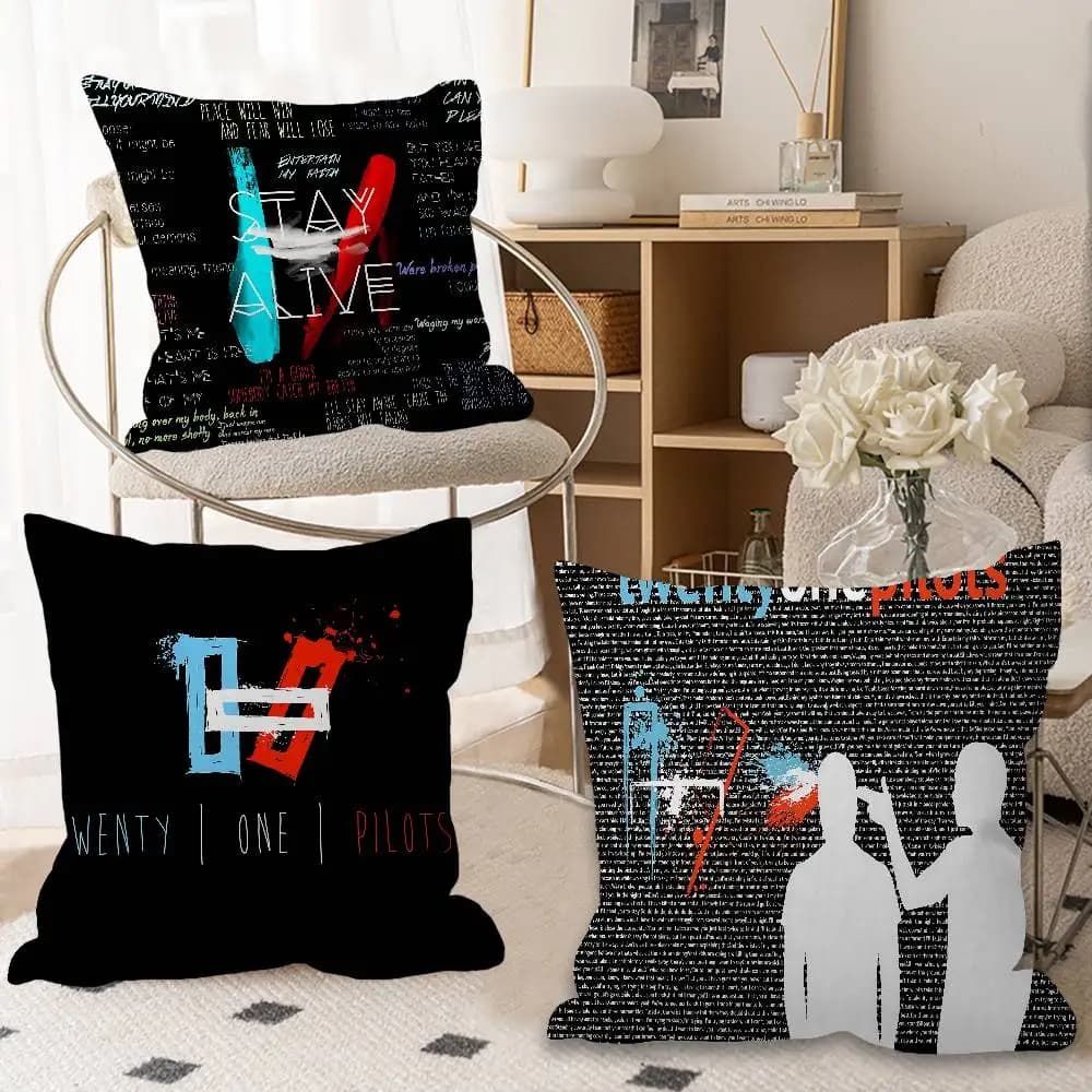 Fodera per cuscino decorativa Twenty One Pilot Decorative Room Aesthetics, decorazione per la casa, camera da letto, divano, letto, copricuscino 45x45
