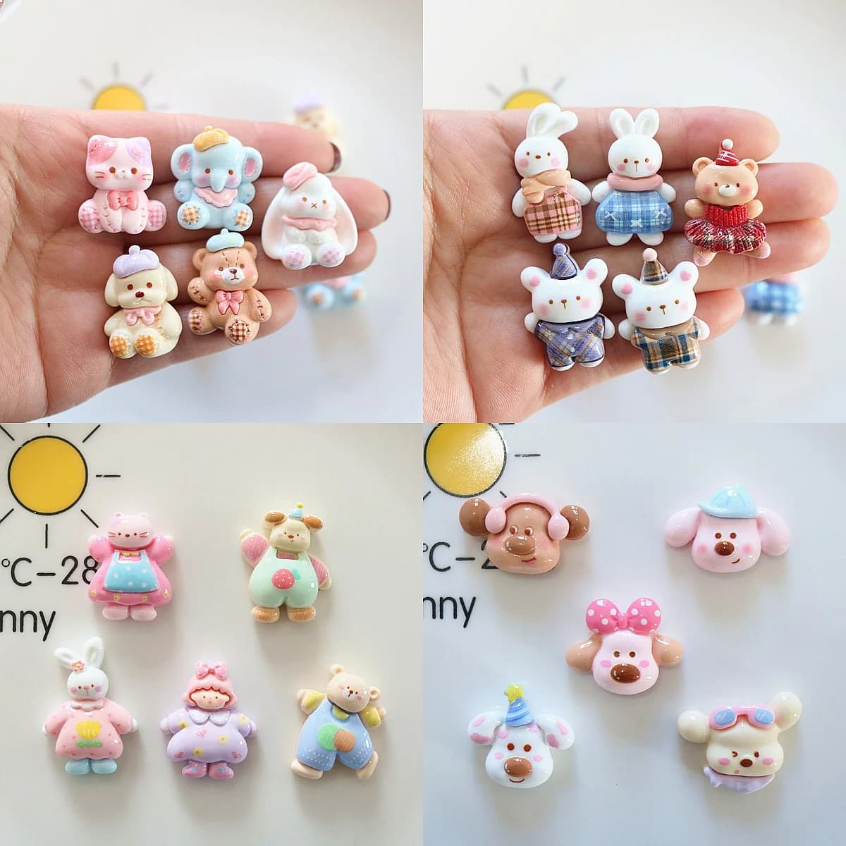 100pcs Cute Cartoon Animal Rabbit Dog Resin Flatback Cabochon DIY Accessories Hairpin Keychain Scrapbook Jewelry Shoes Decor