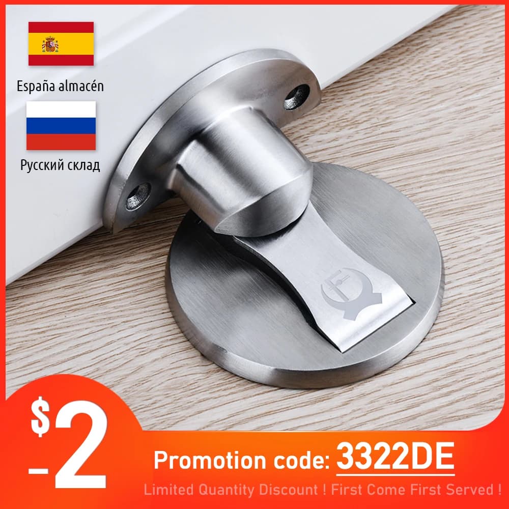 KAK Magnetic Door Stops 304 Stainless Steel Door Stopper Hidden Door Holders Catch Floor Nail-free Doorstop Furniture Hardware