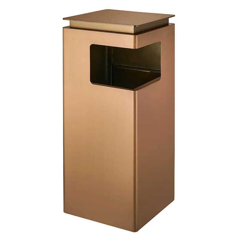 Cestino per Rifiuti Moderno Quadrato Semplice in Oro Rosa per Corridoio, Non Adatto ai Fumatori