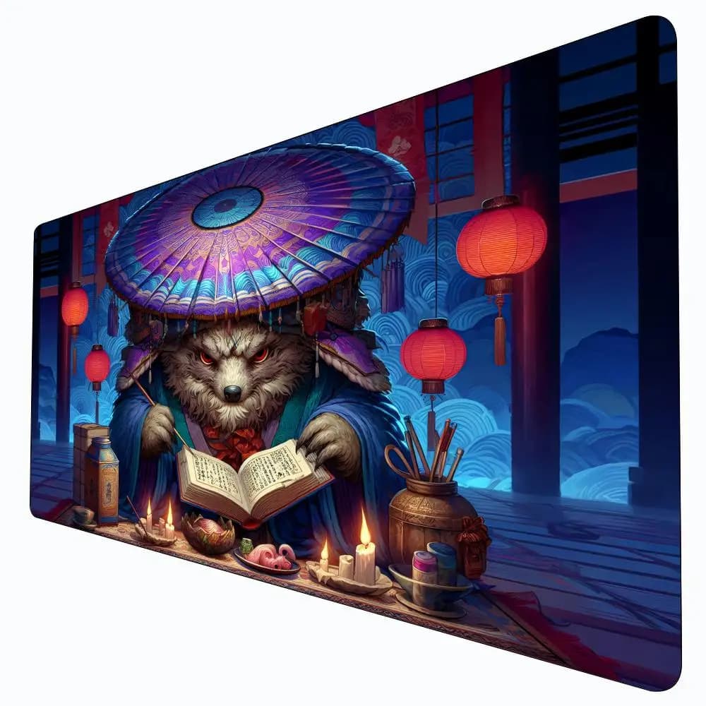 Tappetino da Gioco MTG Evil Tanuki Scholar, Tappeto da Battaglia per Carte Magic, Antiscivolo e Resistente 35X60CM, Playmat Commander per Giochi da Tavolo TCG