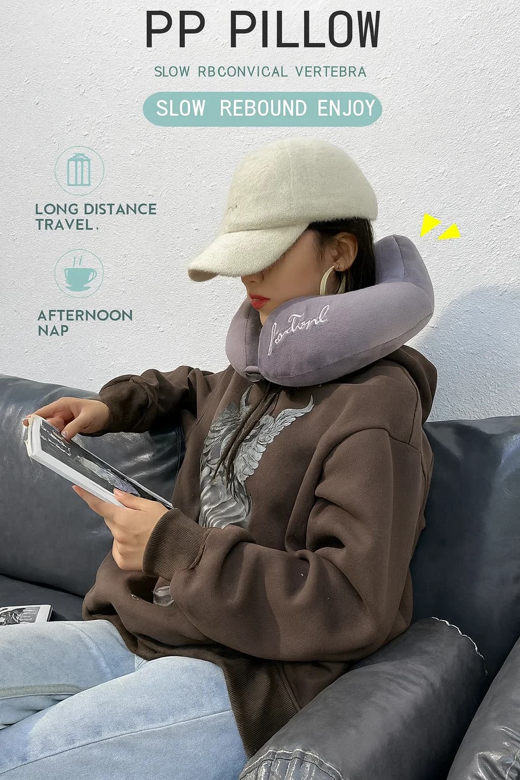 Nuovo cuscino a forma di U in peluche imbottito in cotone PP per l'autunno e l'inverno, comodo cuscino da viaggio per aereo, cuscino per il collo per il pisolino