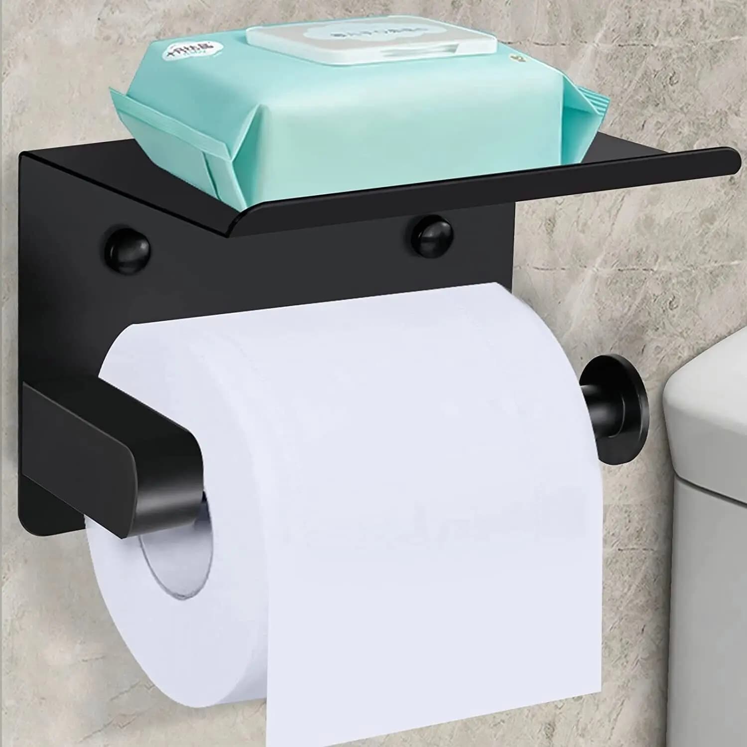 Supporto adesivo per carta igienica con ripiano supporto per Dispenser di carta in rotolo di tessuto a parete in acciaio inossidabile 304 per wc da bagno
