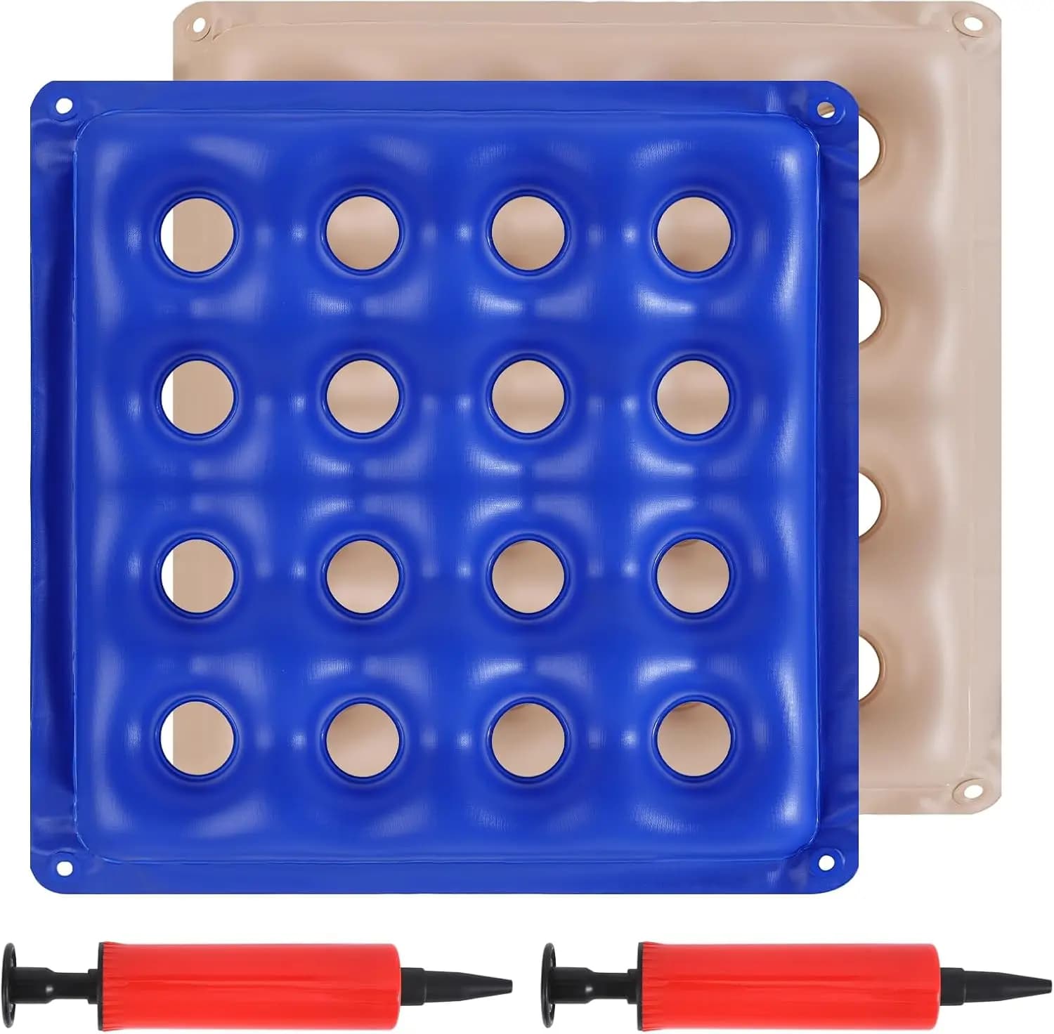 2-Pack Inflatable Seat Cushions, Pressure Relief Waffle Cushion for Office Chairs, Car Seats, Wheelchair, with 2 Air Pumps