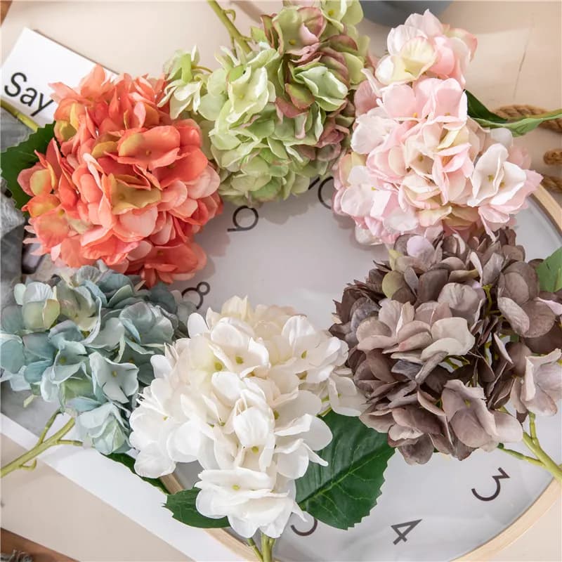 Artificial Silk Hydrangea Flowers Branch, DIY Flower Bouquet, Wreath, Fake Plants, Home Decoration, Wedding Supplies, Accessorie