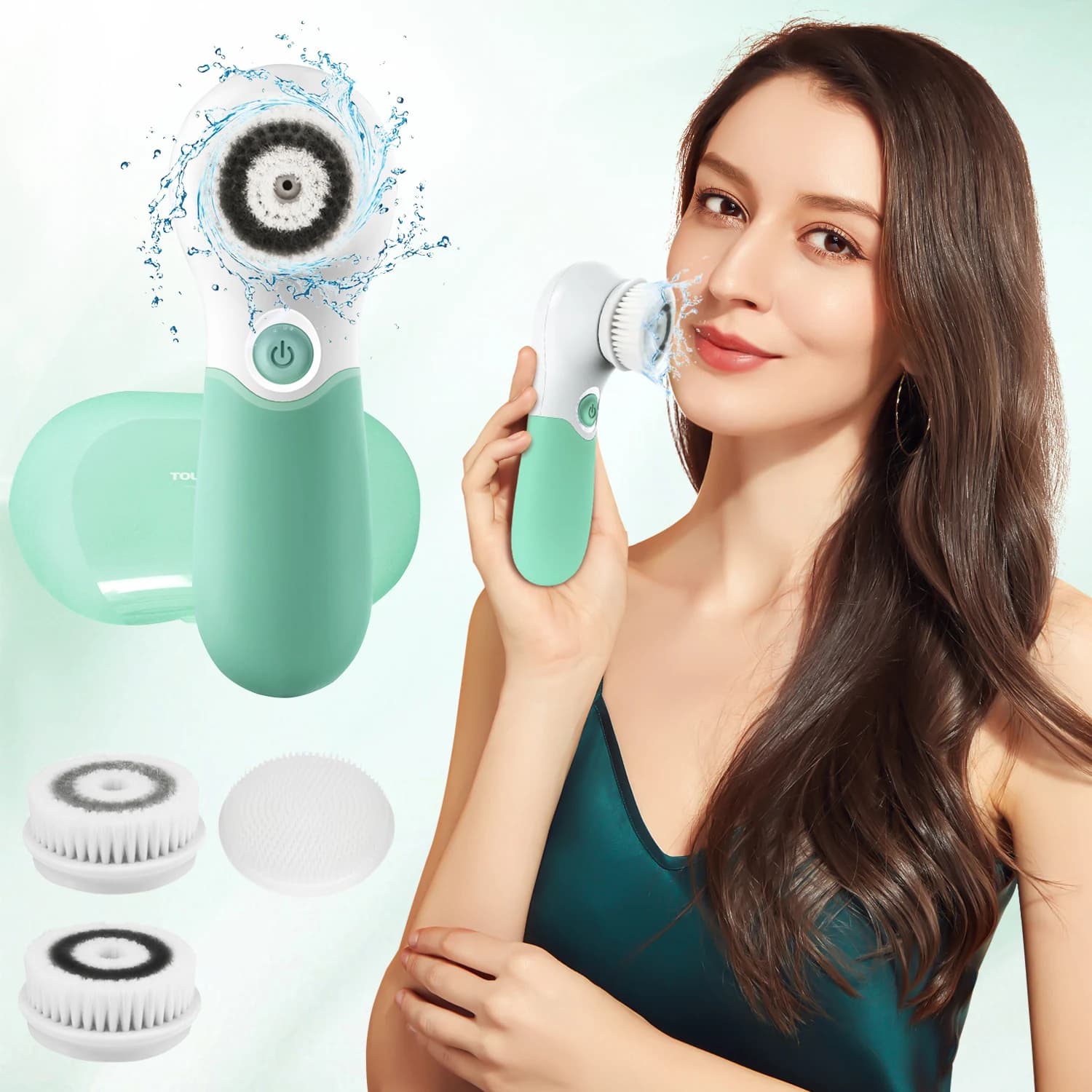 Electric Face Cleansing Brush Women Facial Exfoliating Massage Brush 2 Speeds Adjustable for Deep Cleaning Removing Blackhead