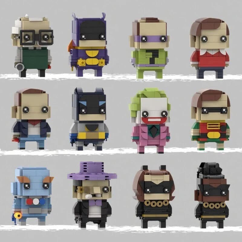 MOC Hot Film Animato Figura Bricksheadz Giocattolo Per Bambini Modello Joker Bat Mantello Crociato Bambola Building Blocks FAI DA TE Collezione Per Adulti Regalo