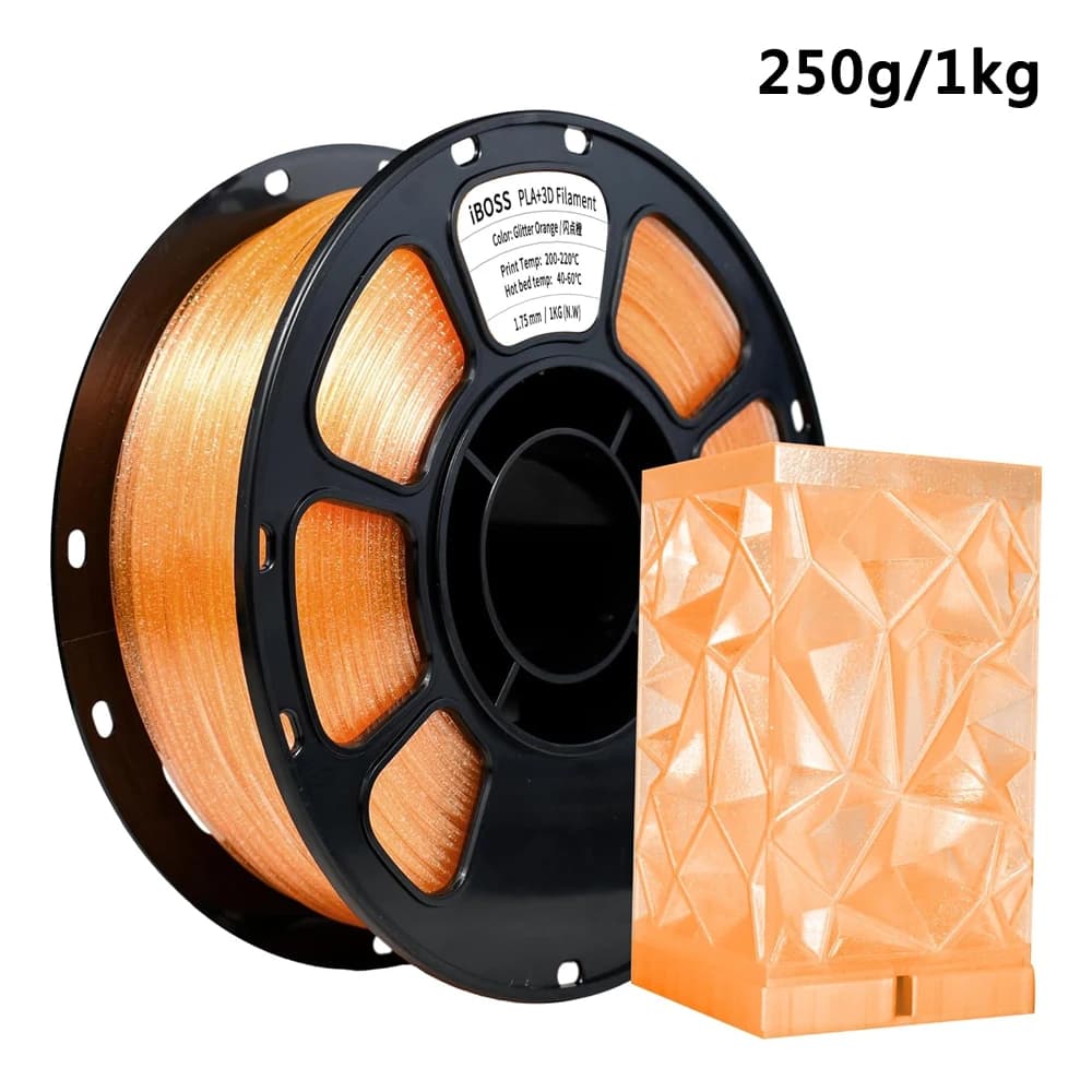 PLA 3D Printer filament 1.75mm Transparent Crystal Sparkle Orange PLA Crystal 3D Printer Material 250g 1Kg Vacuum Packaging