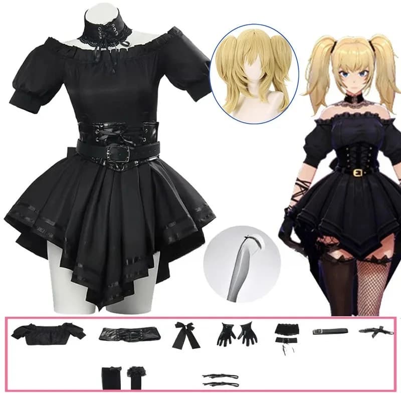 Anime Grok AI Ani Costume Cosplay Anime Ai Fidanzata Cosplay Grok's Ani Gotico Abito nero Set Gioco di ruolo per feste Vestito per donna