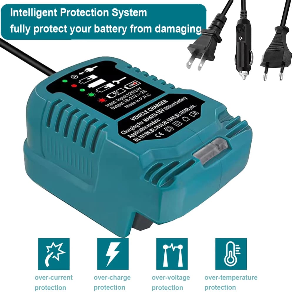 Caricabatteria da auto per batteria agli ioni di litio Makita 18V serie DC18RC DC18RD presa accendisigari mini caricatore rapido portatile