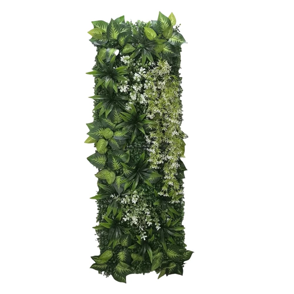 Decorazione domestica Fiore artificiale bianco Pannello da parete per piante da prato artificiale Tappetino in paglia verde glicine