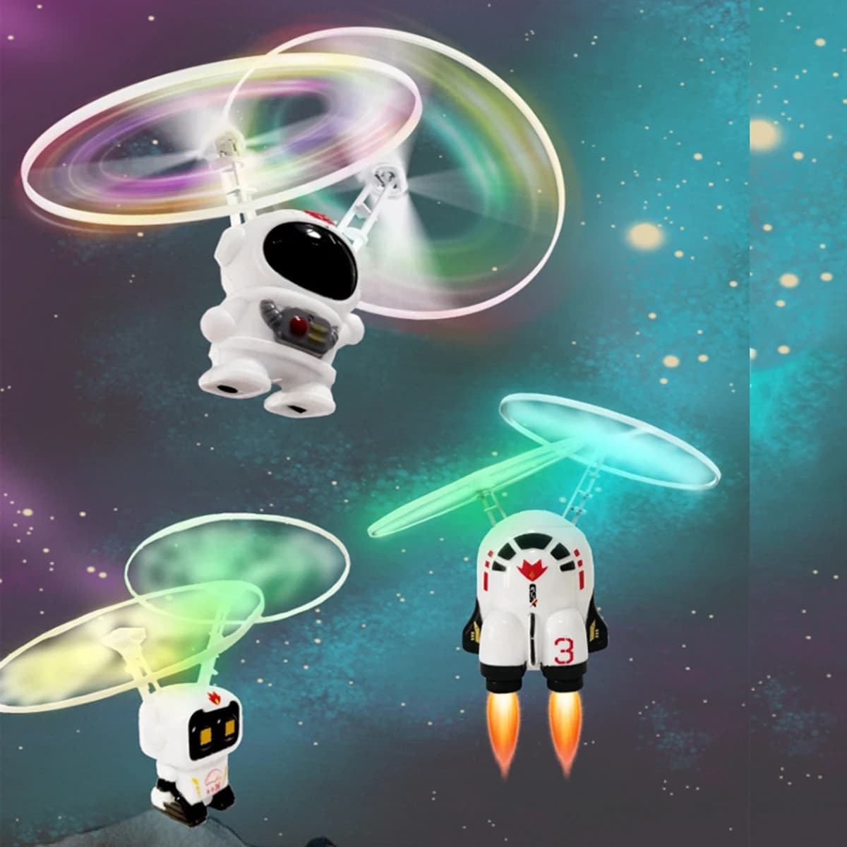 Mini Astronaut Drone Cartoon Spaceman Flying Robot Toys with USB Charging Hand Control Helicopter Toys for Kids Xmas Gift