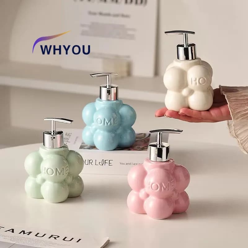 WHYOU-Cermic Liquid Soap Dispensers, Lotion Bottle, Emulsion, Latex Hand Wish Bottles, Light Luxury Bathroom Accessories Set
