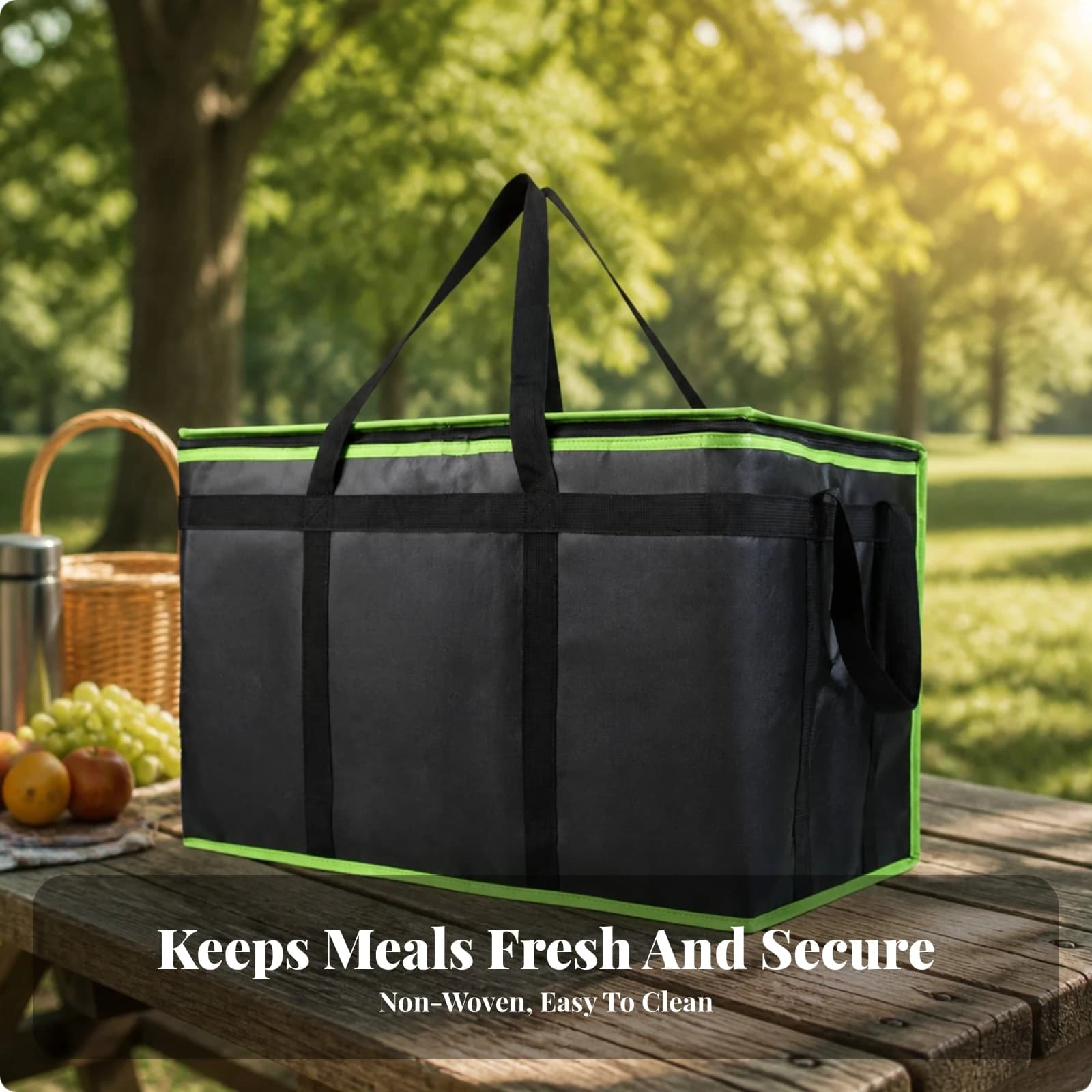 Picnic Container Tote Long-Lasting Insulated Food Bag Meal Prep Carrier Portable for Takeaway Delivery, Outdoor Picnics