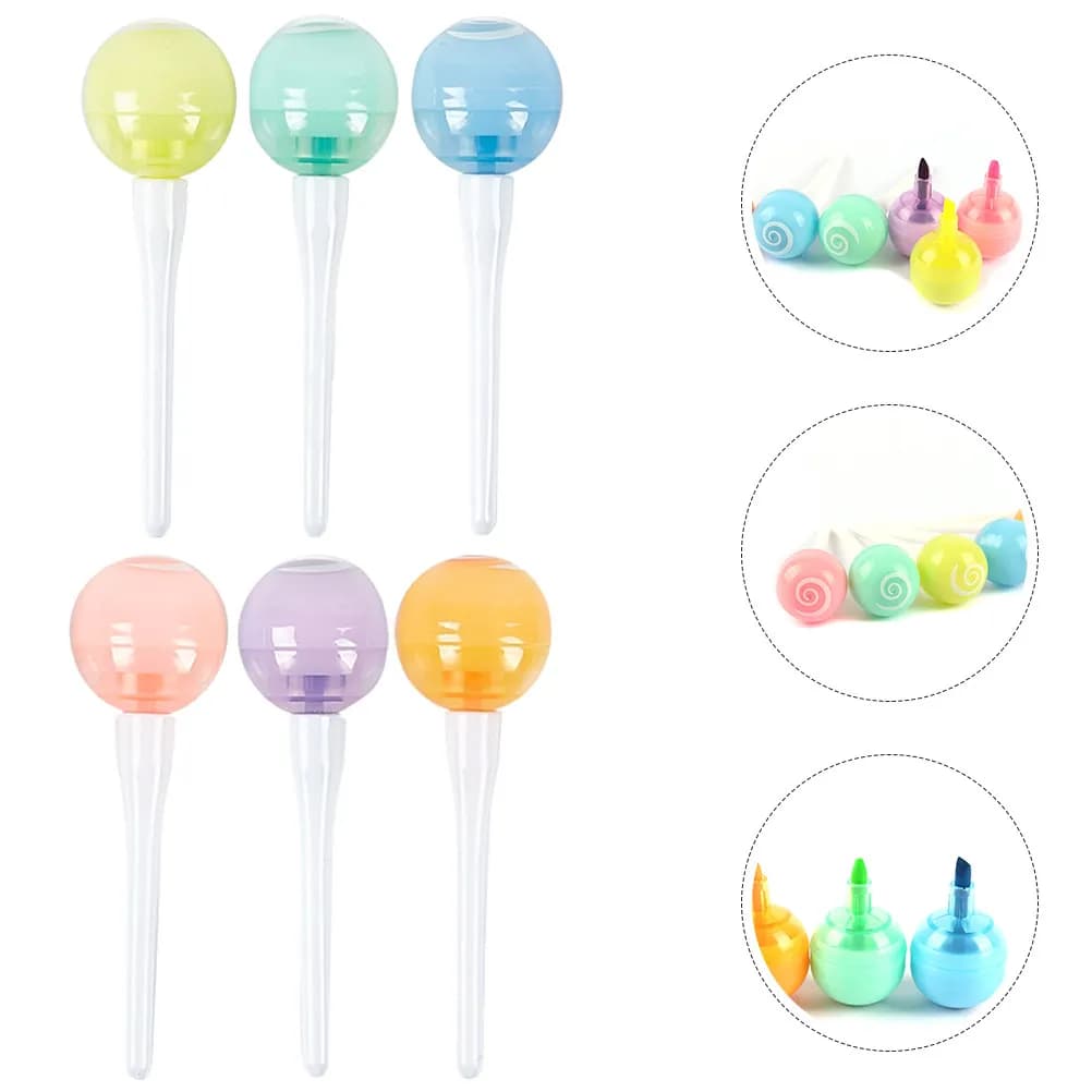 6 pezzi di adorabili evidenziatori a forma di cartone animato, pigmenti ricchi, effetto glitter, dimensioni mini, per la scuola, il lavoro, la casa, la pianificazione del budget, il compleanno
