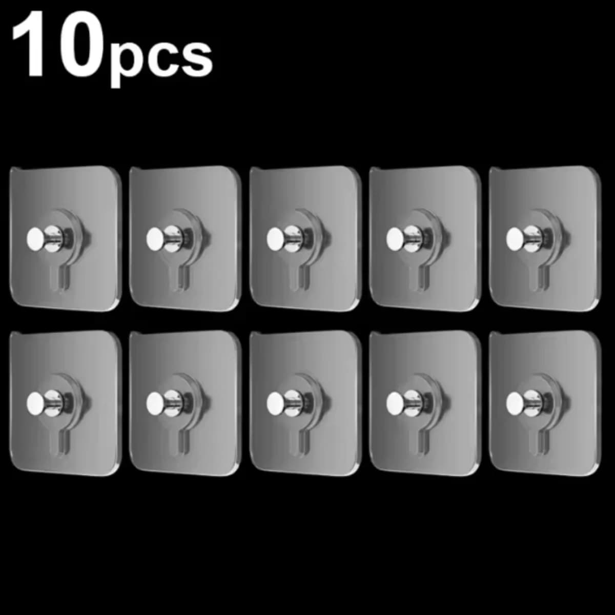 10pcs Self-Adhesive Hook Strong Adhesive Picture Frame Nails Hooks Transparent Seamless Wall Hangers Hanging Clock
