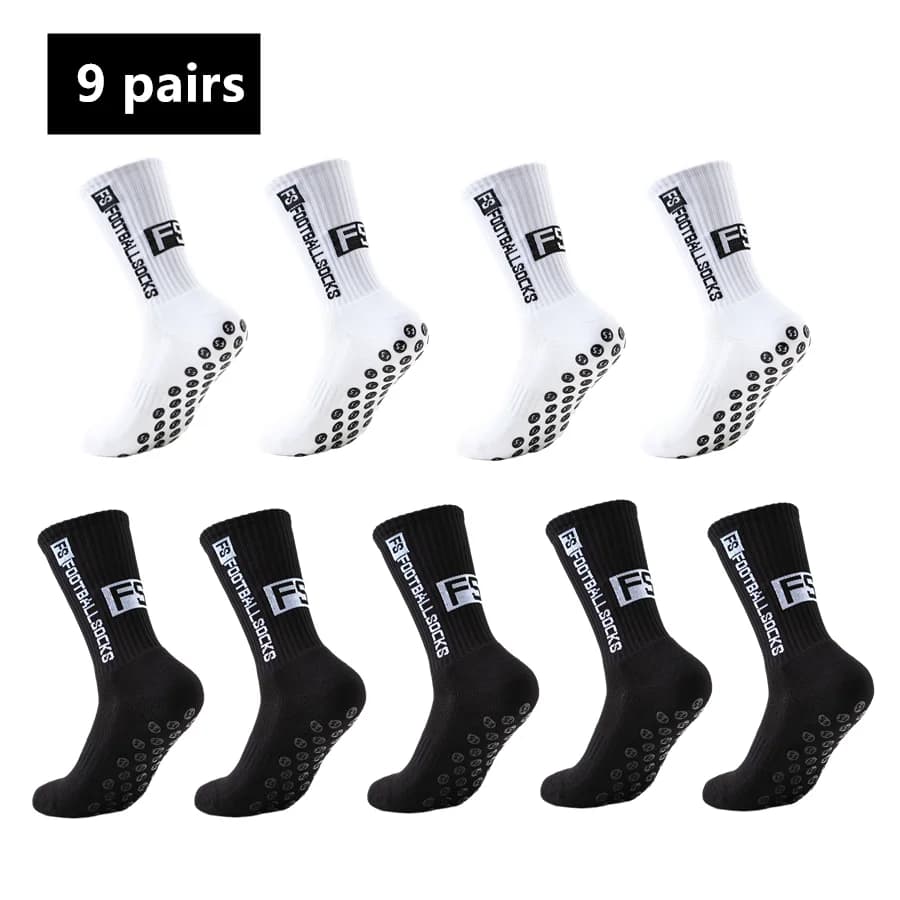 9pairs Towel Base Shockproof Sport Socks Non Slip Grip Breathable Socks For Men Women Football Cycling Hiking Tennis Rugby