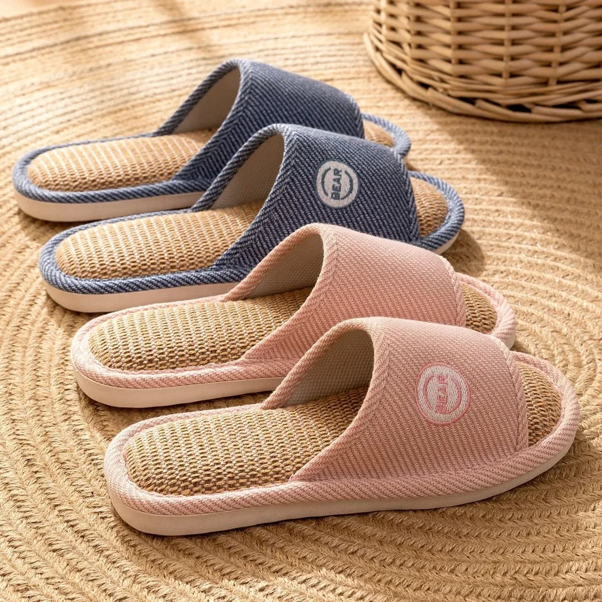 New Linen Slippers Home Breathable Women Men Slides Indoor Couples Anti-slip Shoes Soft Flip Flops Summer Sandals Comfort Flats