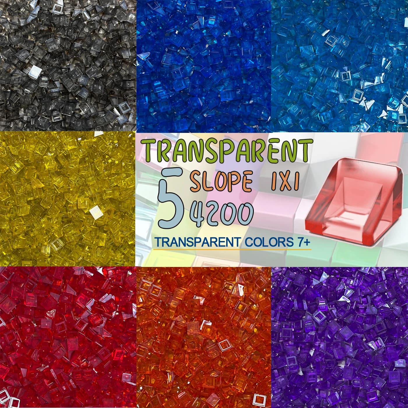 Pendenza 1x1 Trasparente Building Block Set di Mattoni Trasparenti Parti MOC Per Pixel Art Remix Pittura Compatibile 54200/50746 200 pz/lotto
