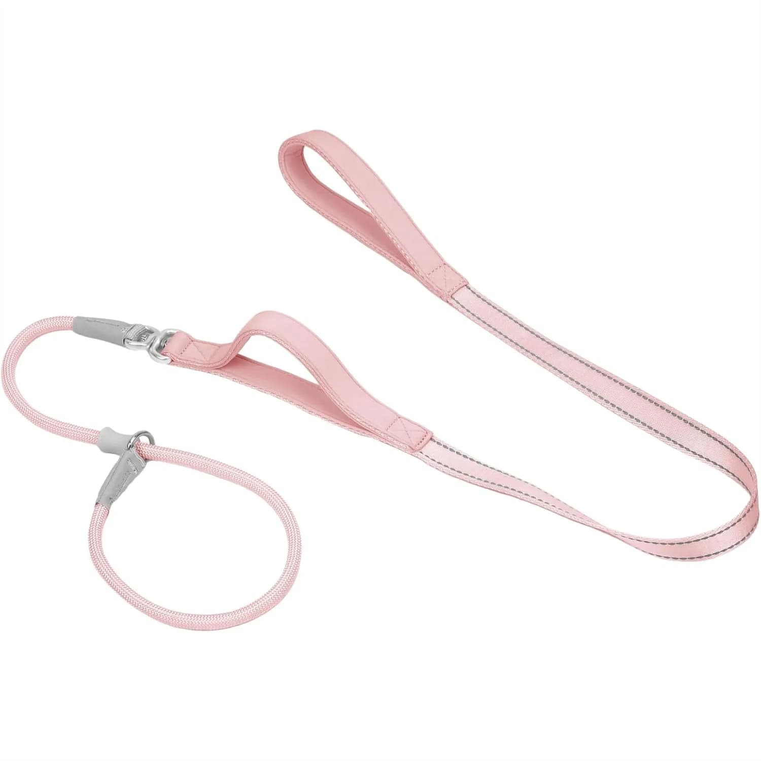 Guinzaglio per Cani con Doppia Impugnatura, Guinzaglio Riflettente per Addestramento Cani a 360 Gradi ° Guinzaglio Girevole in Nylon Resistente Anti-Trazione 5FT Rosa