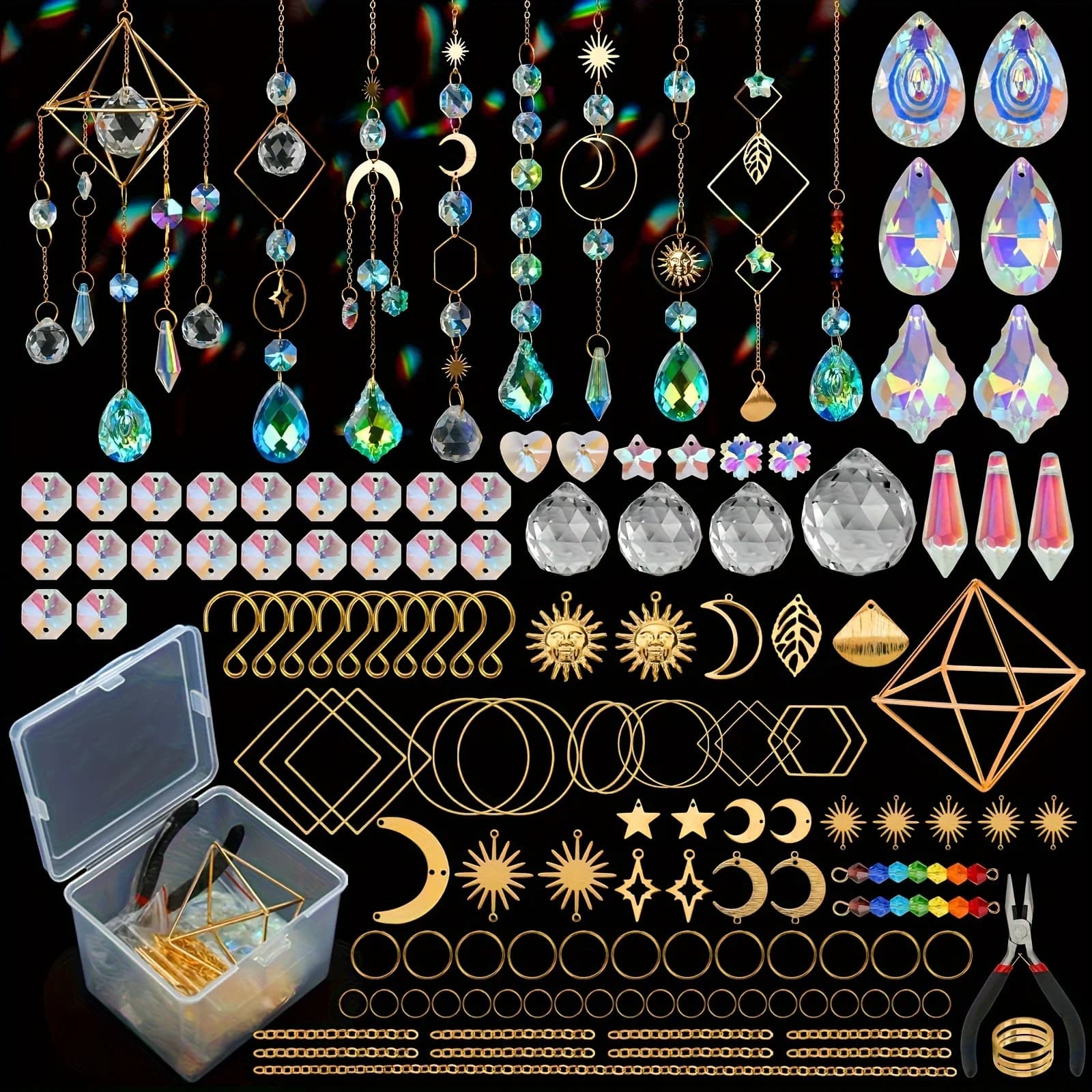 Kit di 400 Pezzi per Creare un Acchiappasole a Forma di Girasole, Materiale per Arte e Artigianato per Adulti, Decorazione Prismatico da Appendere